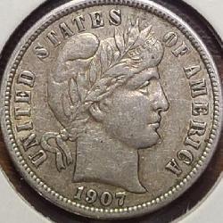 1907 Barber Dime XF