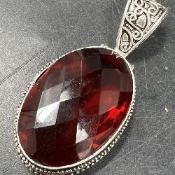 Mozambique Garnet & Sterling Silver .925 Pendant