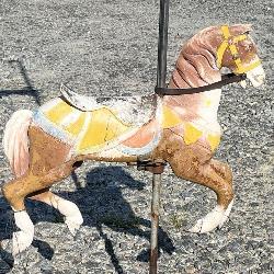 Vintage Cast Iron Carousel Horse with Pole