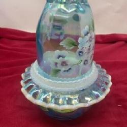 Fenton Blue Topaz Iridized Three Piece Fairy