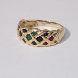 14kt yellow gold Emerald, Ruby, Sapphire Ring