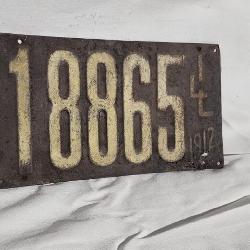 Old 1912 steel license plate