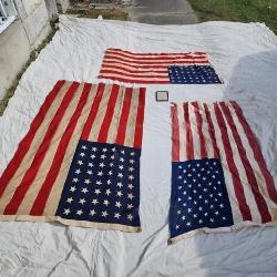 Three old American flags