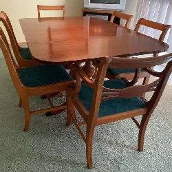 Duncan Phyfe Style Mahogany Drop Leaf Dining Room Table