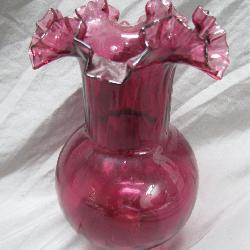 Purple Ruffled Top Fenton Vase