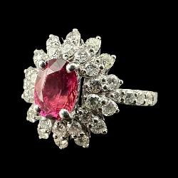 PLATINUM MIA KLEIN RARE UNHEATED RUBY AND DIAMOND