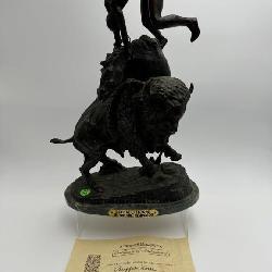 BRONZE BUFFALO HORSE BY FREDERIC REMINGTON W/ COA