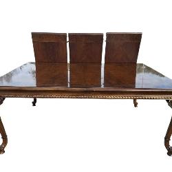 KARGES MAHOGANY BANDED CARVED BANQUET TABLE