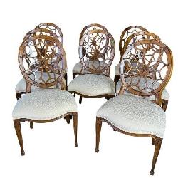 8 SPIDER WEB BACK CHERRY CHAIRS