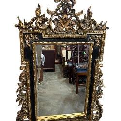 LARGE POLYRESIN GOLD AND BLACK ORNATE MIRROR