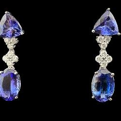 PR OF PLATINUM TANZANITE AND DIAMOND DANGLE