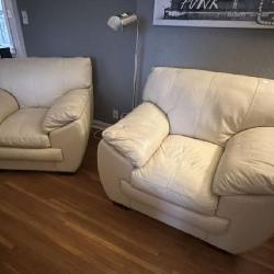 Pair of Leather Oversized Chairs