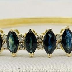 14KT YELLOW GOLD 8.00CT SAPPHIRE & 1.10CT DIAMOND