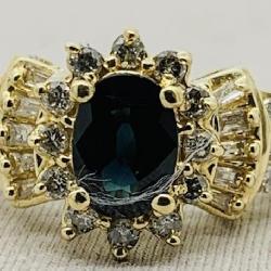 14KT YELLOW GOLD .80CT SAPPHIRE & .50CT DIAMOND