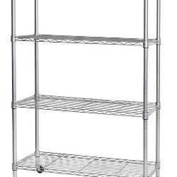 Seville 4 Tier Steel Wire Shelving, Silver