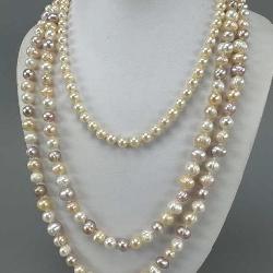 50'' Baroque Pearl and 14K Clasp Pearl Necklaces