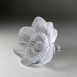 Lalique French Crystal Anemone Flower Paperweight