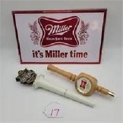 Vtg. Miller Beer Sign &Tap Handles