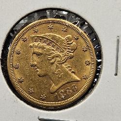 1886 S $5 Gold Coin