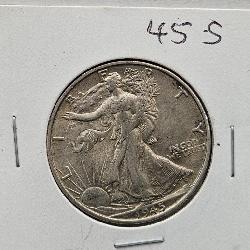 1945 S Walking Liberty Silver Half Dollar