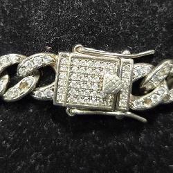 Sterling Rhinestone Cuban Link Hip Hop Bracelet