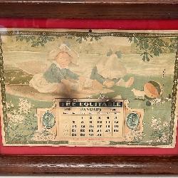 Antique January 1901 Calendar Sheet Framed