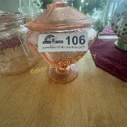 Pink Mayfair Rose Footed Covered candy dish