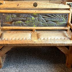 Hand Carved Equestrian Bench