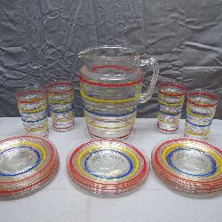 Art Deco Anchor Hocking Color Banded Glassware