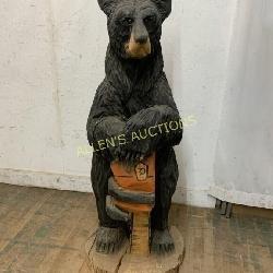 CARVED WOODEN  BEAR