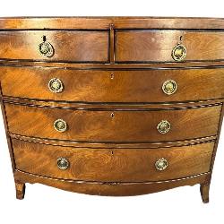 18TH CENTURY 5 DOOR MAHOGANY BOW FRONT CHEST