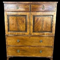 18TH CENTURY MAHOGANY LINEN PRESS CHEST