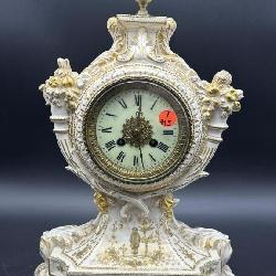 ANTIQUE PORCELAIN FRENCH J.MARTI MANTLE CLOCK