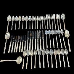 55 PIECES OF GORHAM TRILOGY STERLING FLATWARE