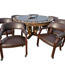 POKER/BUMPER POOL/DINING TABLE AND 7 LEATHER