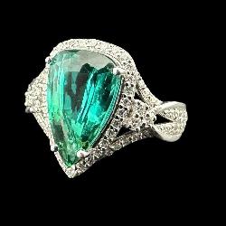 PLATINUM OSCAR FRIEDMAN GREEN TOURMALINE AND