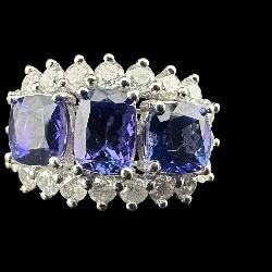 PLATINUM TANZANITE AND DIAMOND RING