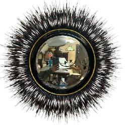 JANICE MINOR PORCUPINE QUILL ROUND MIRROR