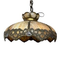 ANTIQUE SLAG GLASS HANGING LIGHT