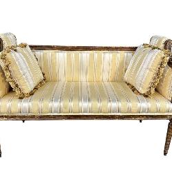 LOUIS XVI STYLE CARVED GILTWOOD LOVESEAT