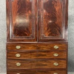 Antique English Mahogany Linen Press