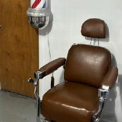 Vintage Barber Chair and Barber Pole