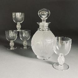 Lalique Langeais Crystal Decanter & Glasses 1976