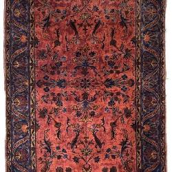 Antique Persian Kashan Mohtashem Rug 5'-2