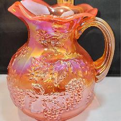 Antique Carnival Glass Large Pitcher