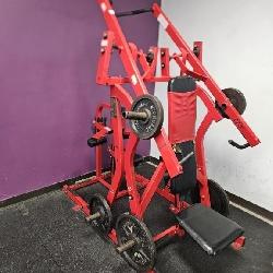 Chest Press w Lat Pull Machine 45, 35, 25  LB Wts