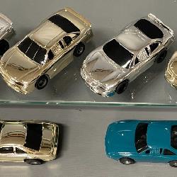 Chrome and Gold Tyco slot cars