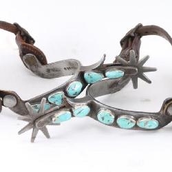 Pair of Crocket and Turquoise Spurs.