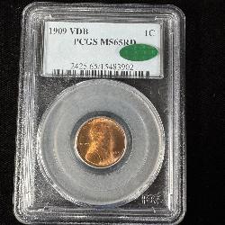 1909 VDB Wheat Penny PCGS MS65RD (green CAC