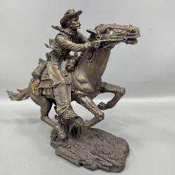 Brass horse and cowboy sculpture 10